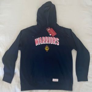 New NWT Mens Mitchell and Ness Navy Golden State Warriors Hoodie Sweatshirt L